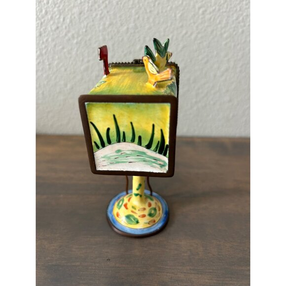 Kelvin Chen Enameled Metal Stamp Box Mail Box Trinket Box Frogs and Birds - Picture 4 of 8